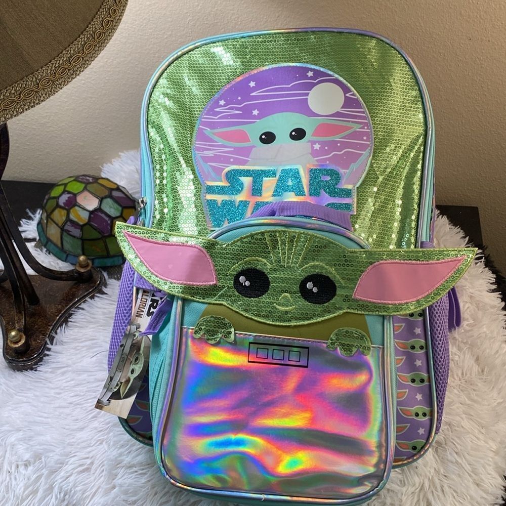 Star Wars Mandalorian Baby Yoda Girls 17" Laptop Backpack NWT